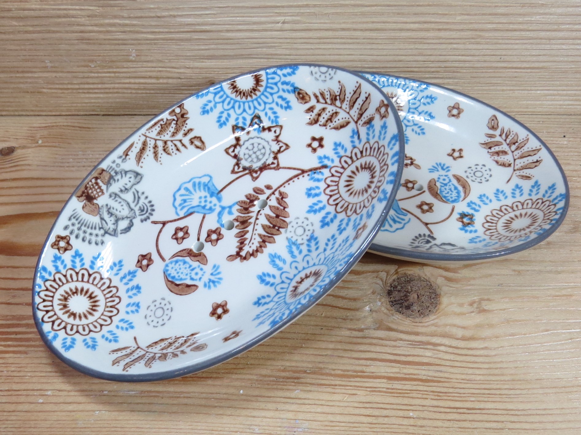 Seifenschale Oriental, oval, blau-braun