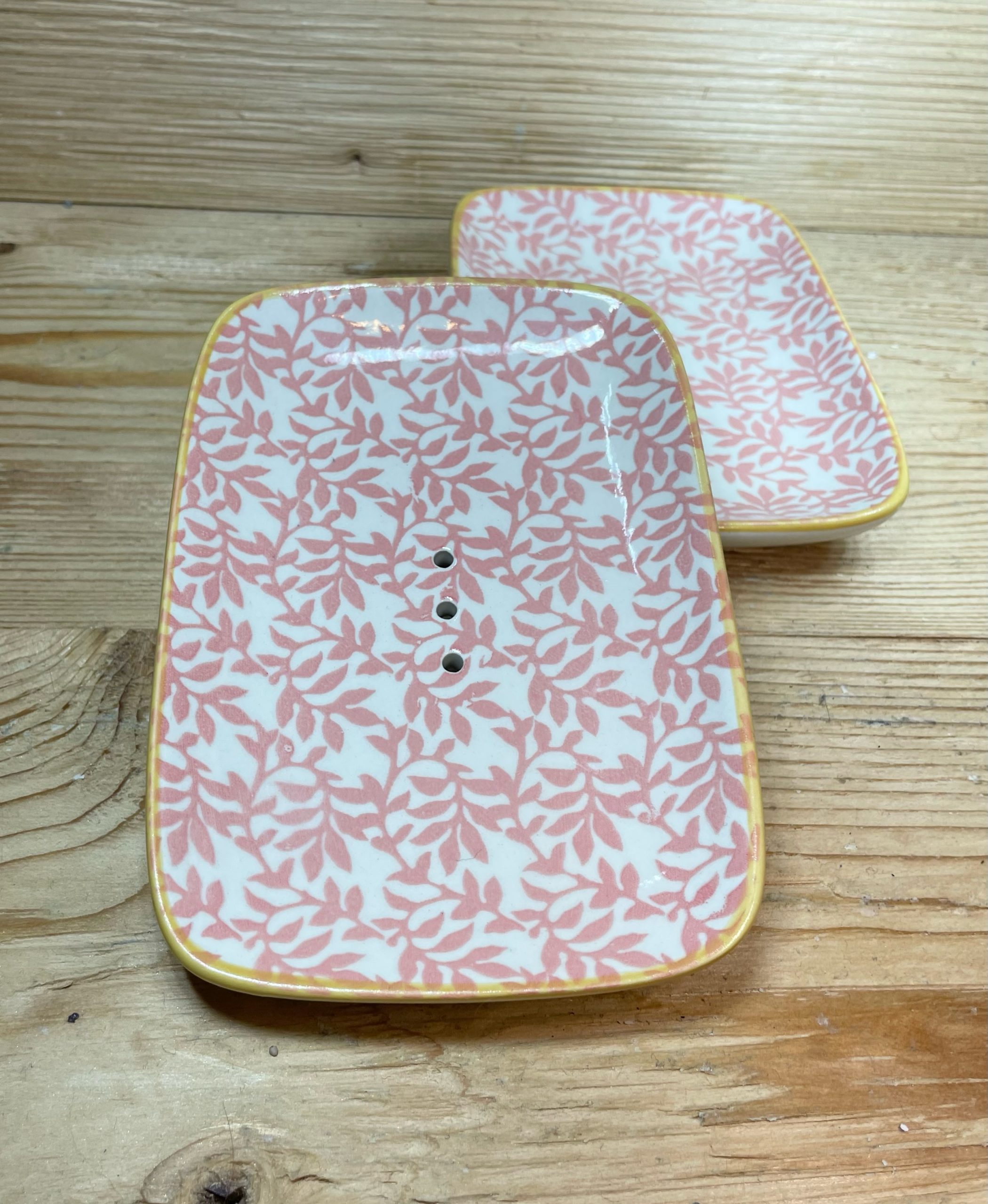 Seifenschale Floral, eckig, rosa